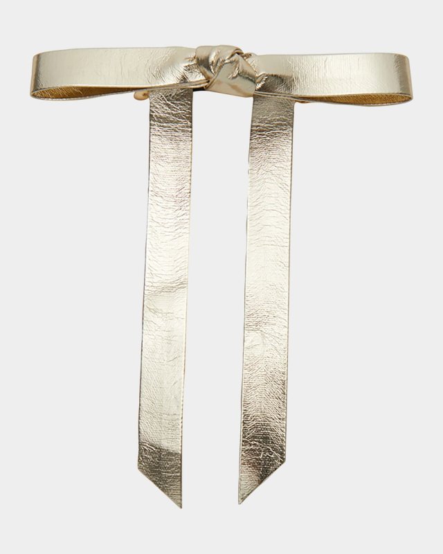 Bardot Bow Metallic Faux Leather Barrette